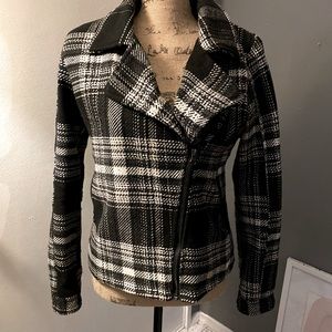 🤍🖤 tweed wool like plaid jacket 🖤🤍